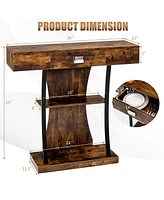 Gouun Console Table with Drawer and 2-Tier Shelves for Entryway Living Room
