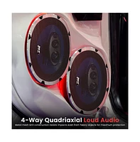Pyle 7'' x 10'' Four-Way Quadriaxial Car Speakers, 500W, Blue (Pair)