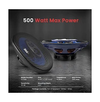 Pyle 7'' x 10'' Four-Way Quadriaxial Car Speakers, 500W, Blue (Pair)