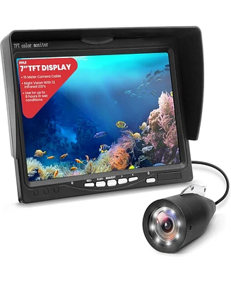 Pyle 7'' Lcd Monitor Underwater Fishing Camera, 1000TVL, Infrared, Waterproof, Black