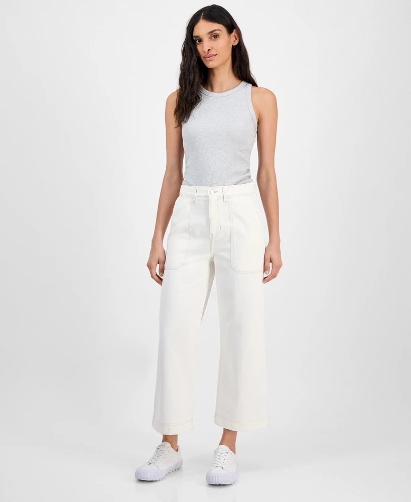 Boss Orange Women's High-Rise Cropped Wide-Leg Jeans