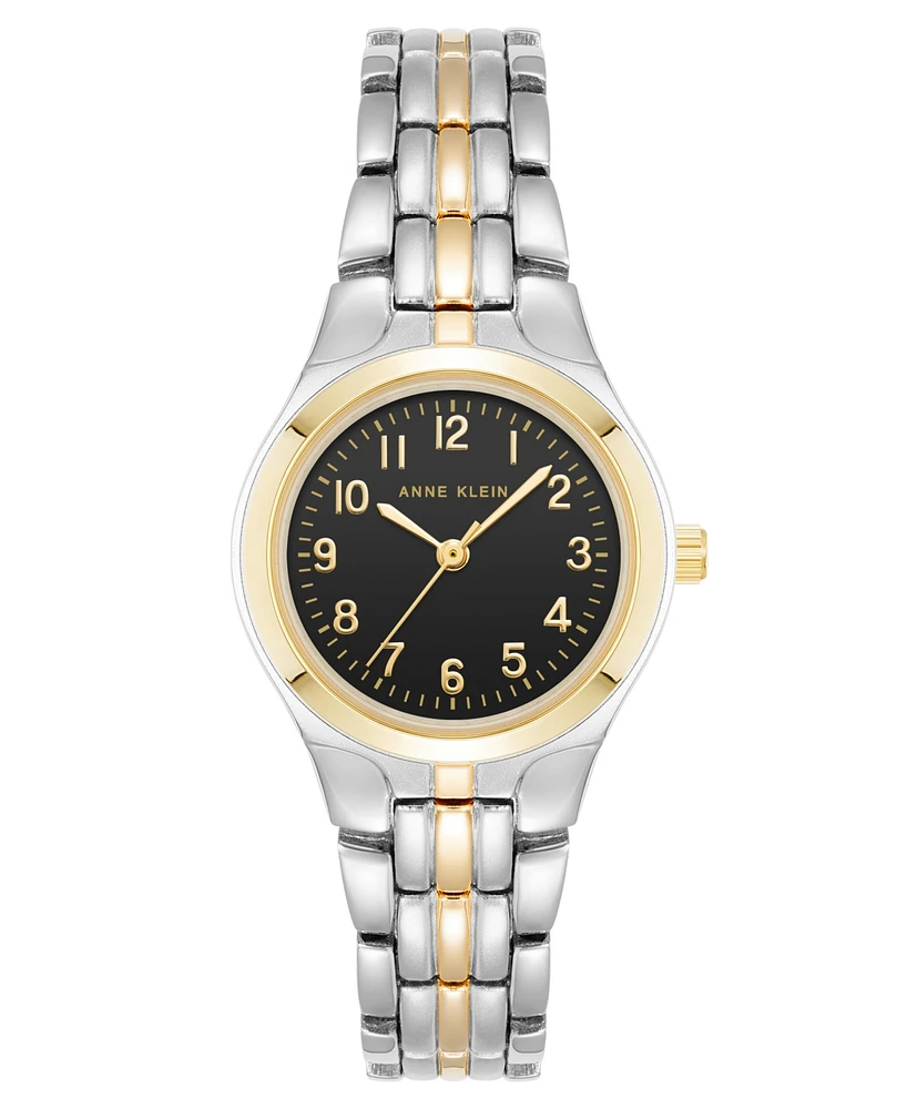 Anne Klein Women's Quartz Black and Two-Tone Metal Alloy Watch, 26mm