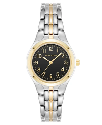 Anne Klein Women's Quartz Black and Two-Tone Metal Alloy Watch, 26mm