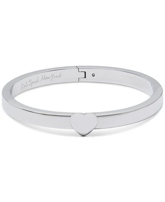 Kate Spade New York Silver-Tone Polished Heart Bangle Bracelet