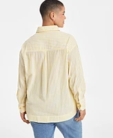 On 34th Trendy Plus Striped Cotton Button-Front Shirt, Exclusively at Macy's