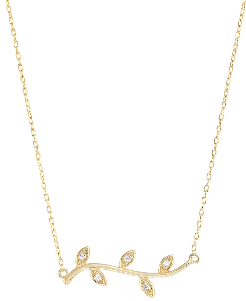 Cubic Zirconia Vine Pendant Necklace in 14k Gold-Plated Sterling Silver, 16" + 3" extender