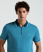 Original Penguin Men's Slim Fit Short Sleeve Tipped Jacquard Polo Shirt