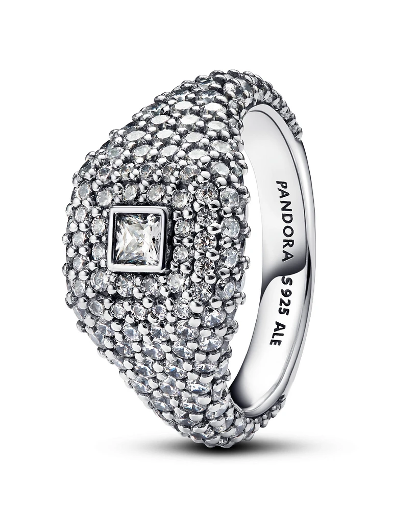 Pandora Sterling Silver Pave Square Cocktail Ring