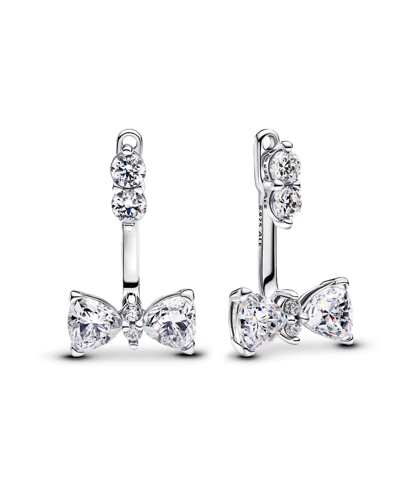 Pandora Sterling Silver Sparkling Bow Drop Earrings