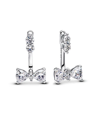 Pandora Sterling Silver Sparkling Bow Drop Earrings