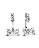 Pandora Sterling Silver Sparkling Bow Drop Earrings