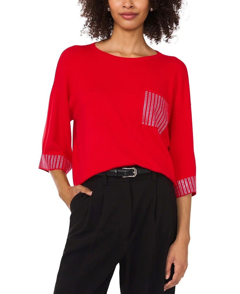 Vince Camuto Women's Rhinestone-Trim Top