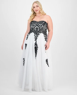 Say Yes Trendy Plus Strapless Embellished Gown, Created for Macy's