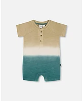 Deux par Baby Boys One-Piece Romper Gradient Beige And Teal