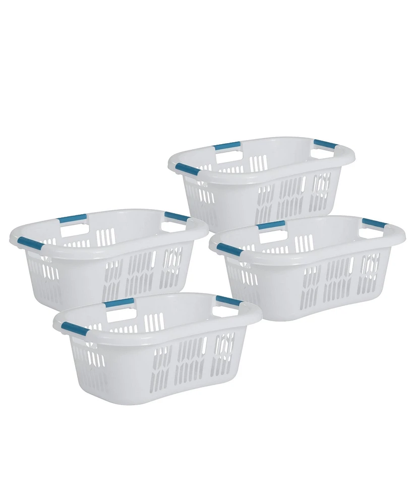 Rubbermaid 2.1-Bushel Small Hip-Hugger Plastic Laundry Basket, White (4-Pack)