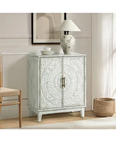 Eusebio Traditional Accent Cabinet with Hidden Drawer and Tapered Legs