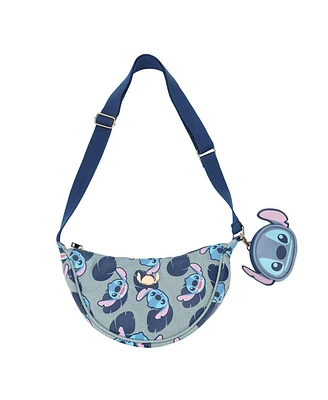 Stitch Character Head All-Over Print 28 Cm Sling Crossbody Bag With Detachable Coin Pouch