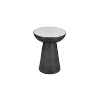 Jofran Circularity Modern Luxury Marble and Iron 15" Round Pedestal Chairside End Table