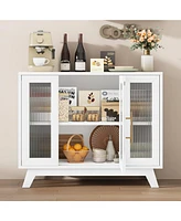 gaomon Buffet Storage Cabinet with Fluted Glass Door