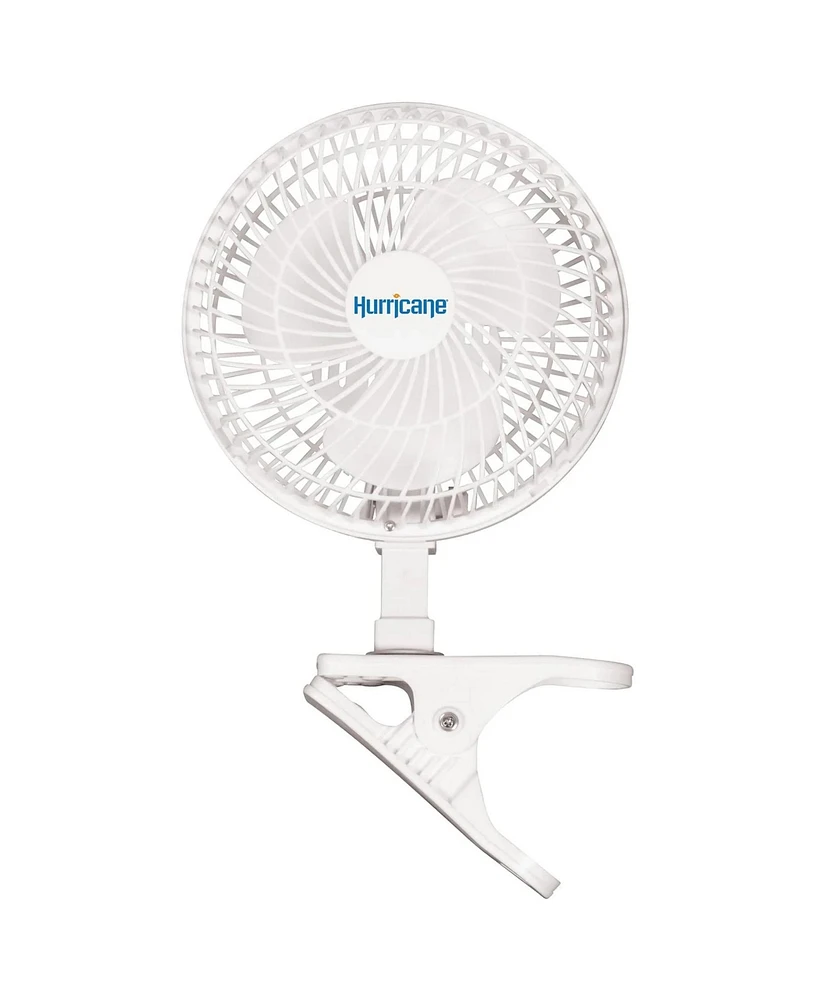 Hurricane Classic 6" Clip Fan, 2 Speed Desk Table Fan w/ Adjustable Tilt, White