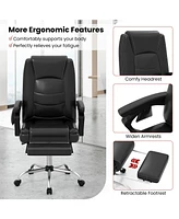 Gouun Massage Adjustable Executive Chair with Armrests and Retractable Footrest