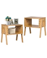 Gouun 2 Pieces Nightstand Sofa Table with Storage Shelf