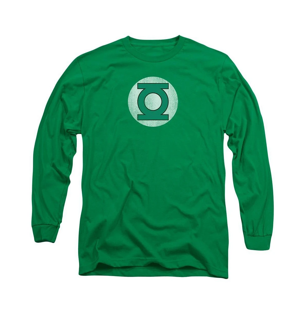 Green Lantern Men's Dc Comics Logo Distressed Long Sleeve Adult Tee / T-Shirt