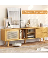 Gouun Bamboo Tv Stand for Tv up to 65 Inch