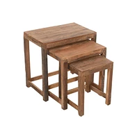 Jofran Reclamation Rustic Reclaimed Solid Wood Three-Piece Nesting Tables