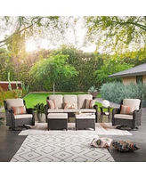 Xizzi 6 Pcs Outdoor Patio Furniture Set,High Back Sofa and Swivel Chairs Set