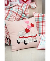 C&F Home 18" x 18" Valentine's Day Heart Balloons Love Truck Embroidered Accent Throw Pillow