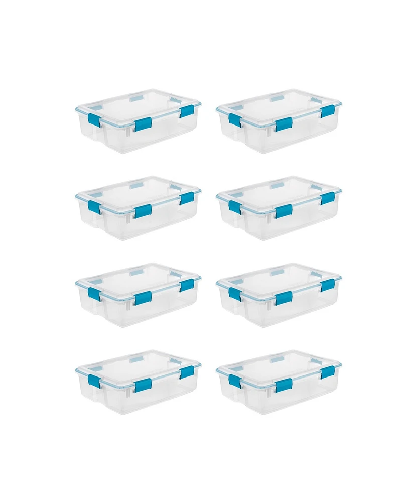 Sterilite 37 Quart Clear Plastic Home Storage Tote Bin with Secure Lids, 8 Pack