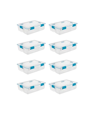 Sterilite 37 Quart Clear Plastic Home Storage Tote Bin with Secure Lids, 8 Pack