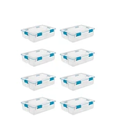 Sterilite 37 Quart Clear Plastic Home Storage Tote Bin with Secure Lids, 8 Pack