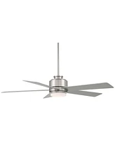 Casa Vieja 52" Grand Palm Modern Indoor Outdoor Ceiling Fan 5 Blade Led Light Remote Control Brushed Nickel Finish Silver Wood Blades Bedroom Patio Li