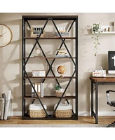 Tribesigns 71-inch Tall Bookshelf, 6 Tier Industrial Large Bookcase, Freestanding Open Book Shelf Display Shelf with Metal Frame, Wood Bookshelves Sto