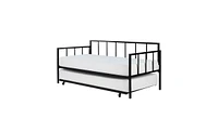 Slickblue Heavy Duty Metal Daybed with Roll-Out Trundle Bed