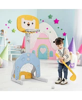 Kuyotq 3-in-1 Adjustable Kids Basketball Hoop Sports Set