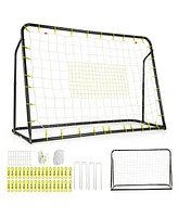 Kuyotq 2-in-1 Kids Soccer Rebounder and Soccer Goal with Adjustable Height