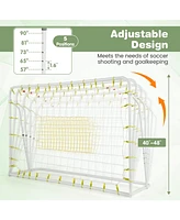 Kuyotq 2-in-1 Kids Soccer Rebounder and Soccer Goal with Adjustable Height