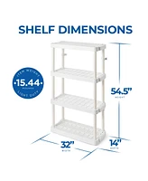 Gracious Living 4 Shelf Adjustable Height Ventilated Medium Duty Storage, White