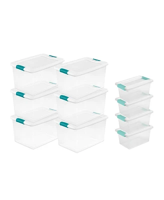 Sterilite 64 Quart Latching Storage Tote Box (6 Pack) + Medium Clip Box (4 Pack)