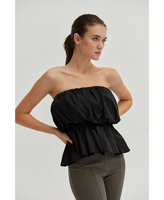 Crescent Women's Arianna Balloon Peplum Tube Top