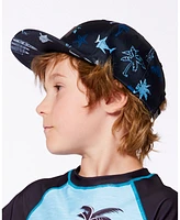 Deux par Deux Baby Boys Printed Cap Light Blue Beach On Black