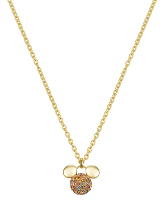 Disney Multi Color Crystal Mickey Mouse Fireball Pendant Necklace