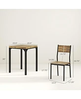 Industrial Contemporary Compact Breakfast Nook 3pc Table and Chairs Set
