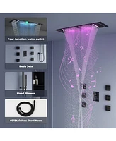 Casainc Flush-Mount Led Bluetooth Music Rainfall Shower System with Smart Touch Screen Display
