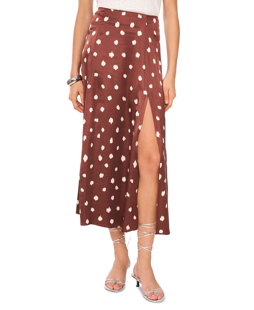 1.State Women's Linen Blend Polka Dot Midi Skirt