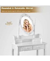 Gouun Makeup Vanity Dressing Table Set with Dimmable Bulbs Cushioned Stool