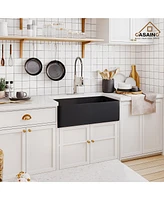 Casainc Single Bowl Fireclay Farmhouse Kitchen Sink with Accessories